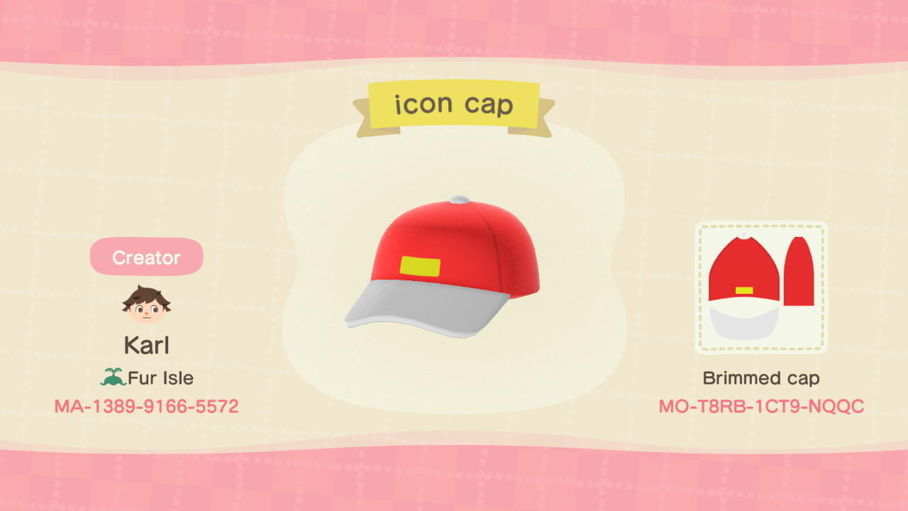 Animal Crossing Design Code: MO-T8RB-1CT9-NQQC Icon cap