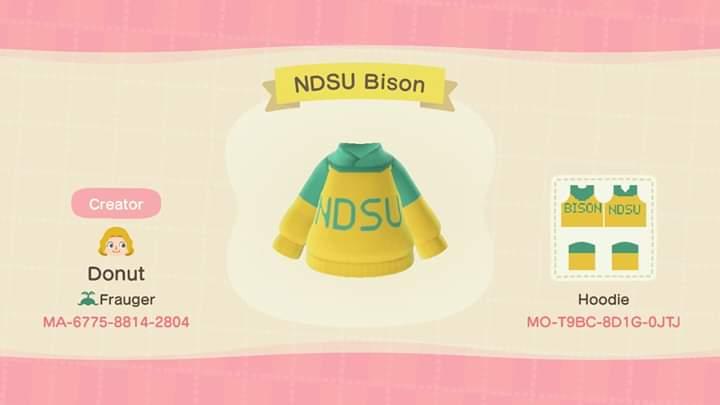 Animal Crossing Design Code: MO-T9BC-8D1G-0JTJ NDSU Bison