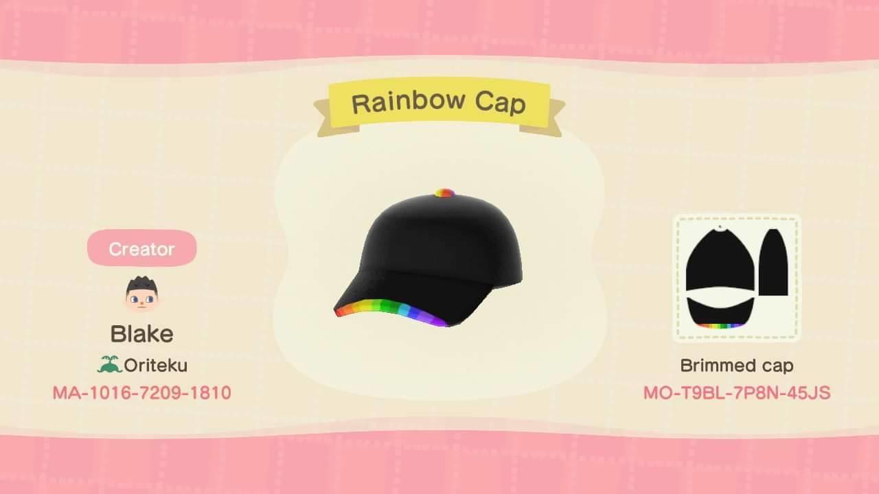 Animal Crossing Design Code: MO-T9BL-7P8N-45JS Rainbow Cap