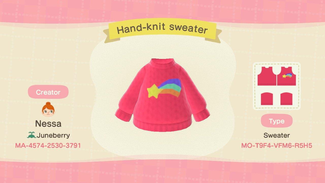 Animal Crossing Design Code: MO-T9F4-VFM6-R5H5 Hand-Knit Sweater