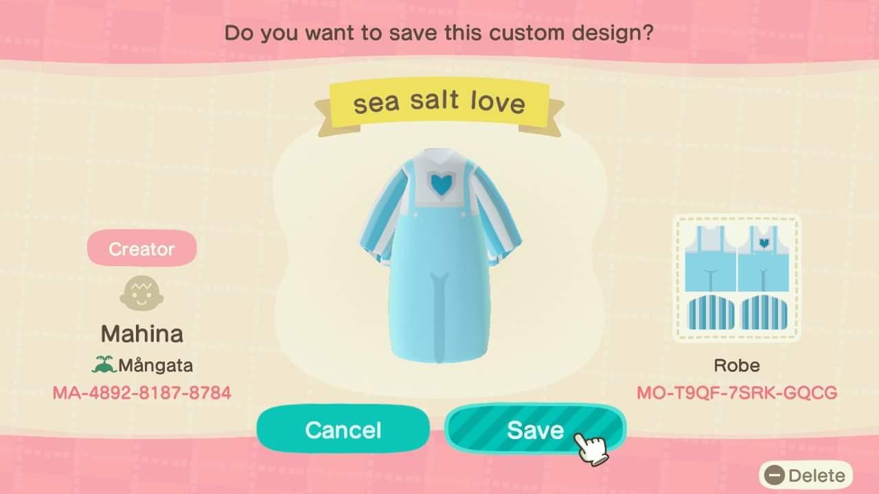 Animal Crossing Design Code: MO-T9QF-7SRK-GQCG sea salt love