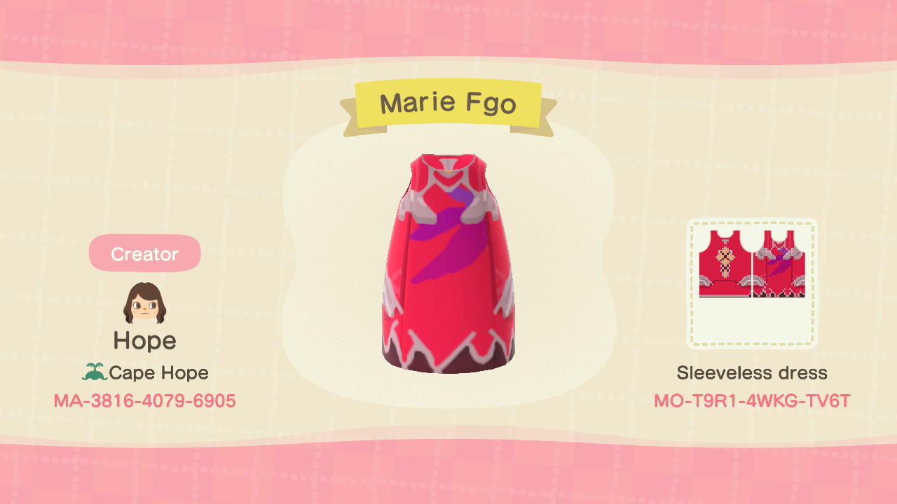 Animal Crossing Design Code: MO-T9R1-4WKG-TV6T Fate Marie Antoinett