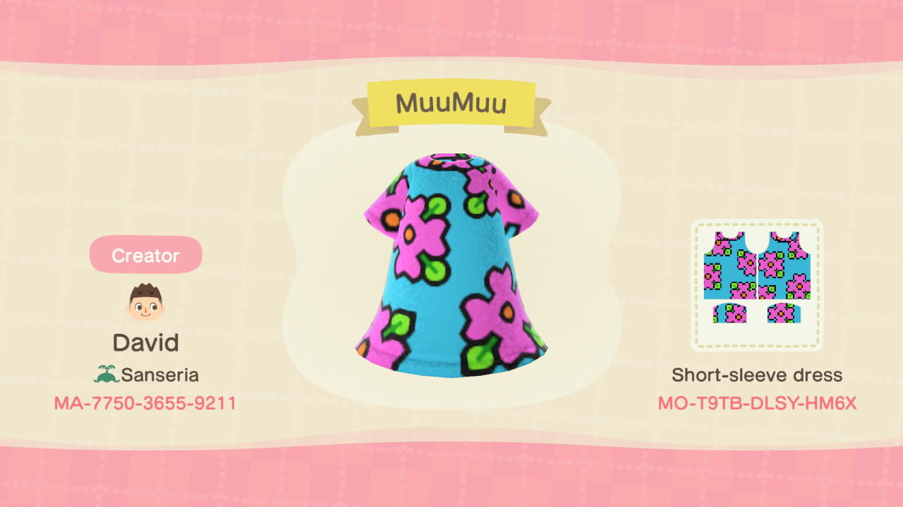 Animal Crossing Design Code: MO-T9TB-DLSY-HM6X Homer’s MuuMuu