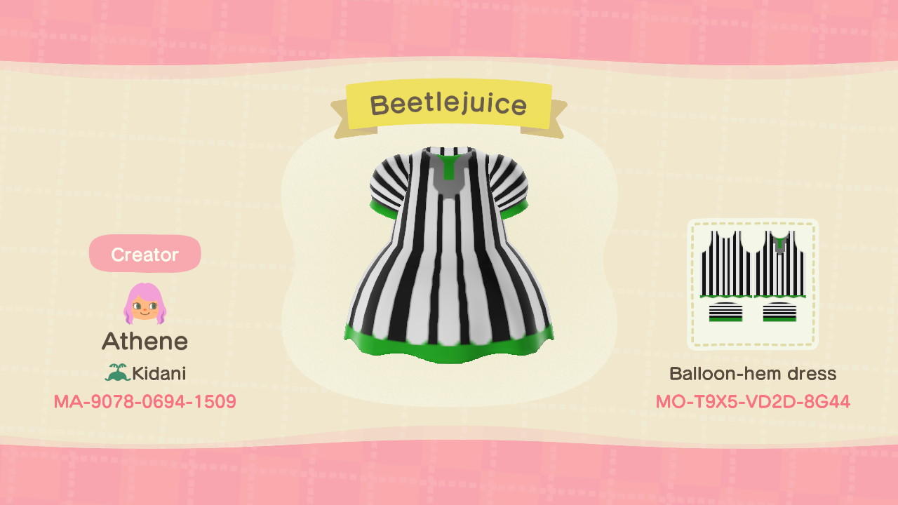 Animal Crossing Design Code: MO-T9X5-VD2D-8G44 Beetlejuice