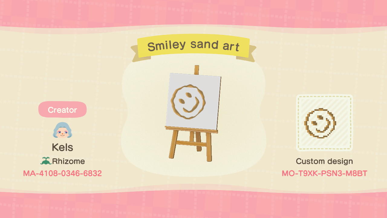 Animal Crossing Design Code: MO-T9XK-PSN3-M8BT Smiley sand art