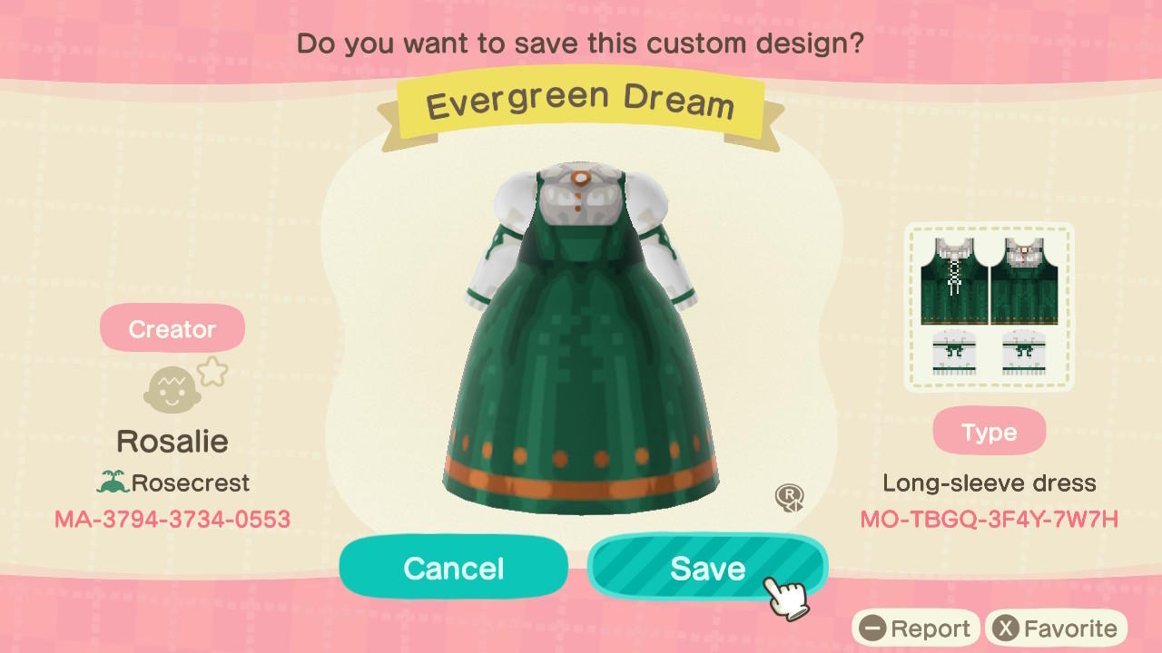 Animal Crossing Design Code: MO-TBGQ-3F4Y-7W7H Evergreen Dream