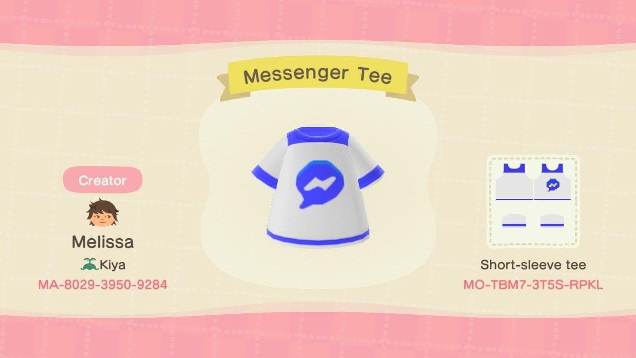 Animal Crossing Design Code: MO-TBM7-3T5S-RPKL Messenger Tee