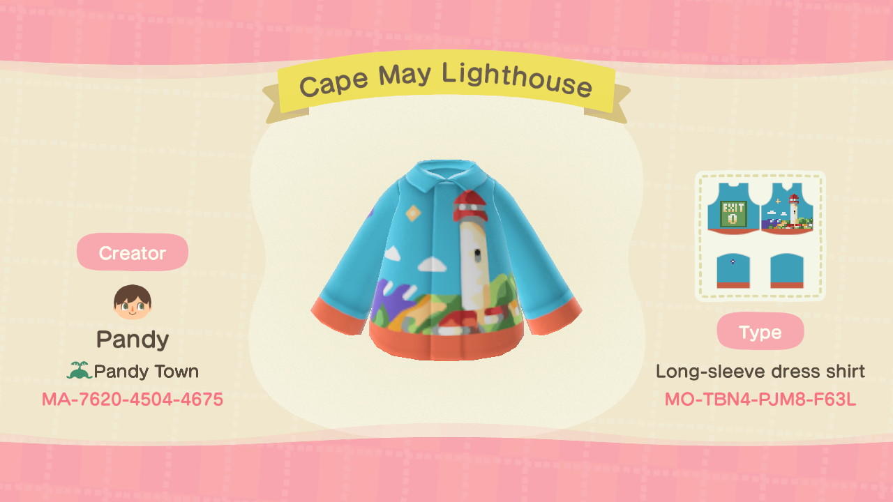 Animal Crossing Design Code: MO-TBN4-PJM8-F63L Cape May Lighthouse
