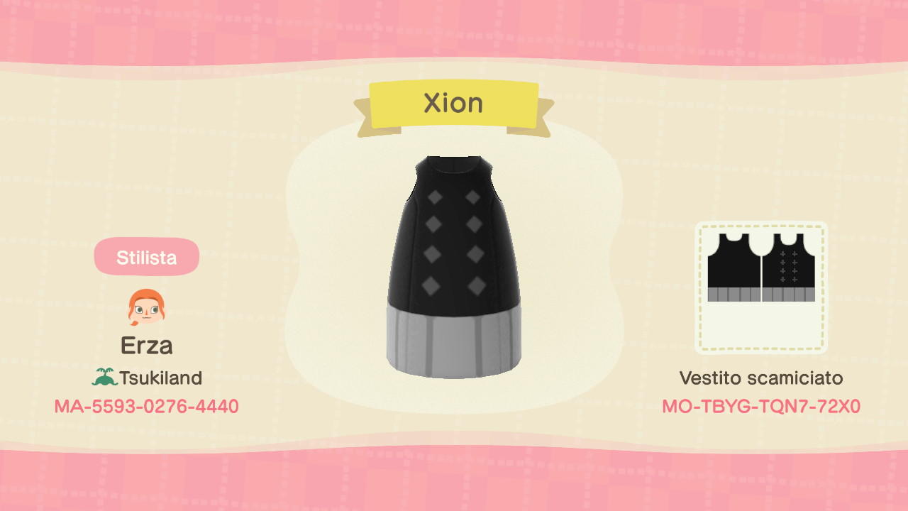 Animal Crossing Design Code: MO-TBYG-TQN7-72X0 Xion - KH3 - Casual