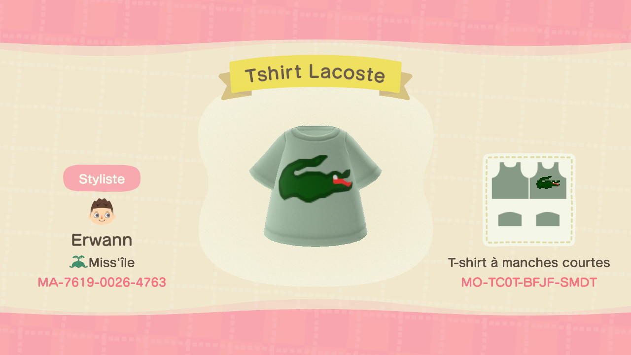 Animal Crossing Design Code: MO-TC0T-BFJF-SMDT T-shirt Lacoste