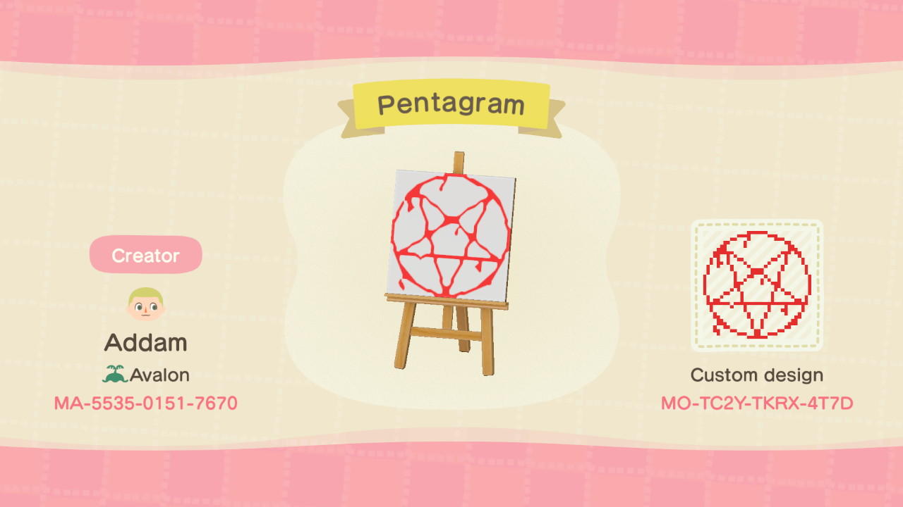 Animal Crossing Design Code: MO-TC2Y-TKRX-4T7D Pentagram