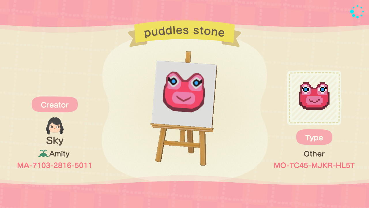 Animal Crossing Design Code: MO-TC45-MJKR-HL5T Puddles Stone