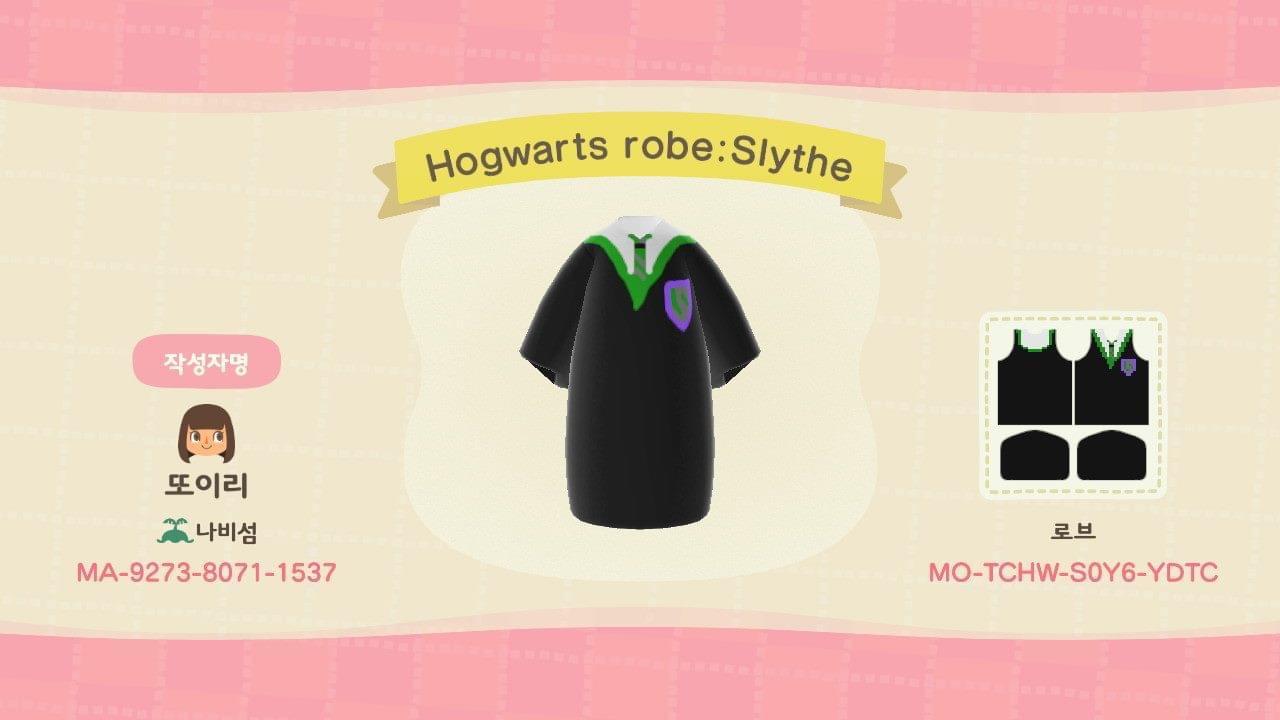 Animal Crossing Design Code: MO-TCHW-S0Y6-YDTC Hogwarts robe:Slythe