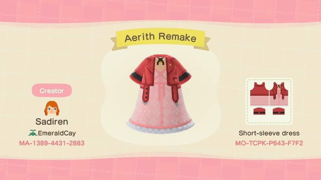 Animal Crossing Design Code: MO-TCPK-P643-F7F2 Aerith Remake