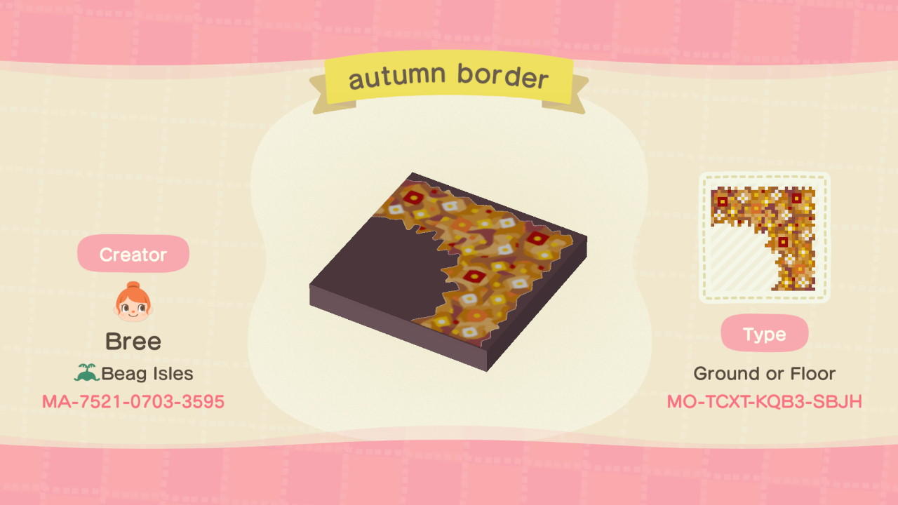 Animal Crossing Design Code: MO-TCXT-KQB3-SBJH autumn border