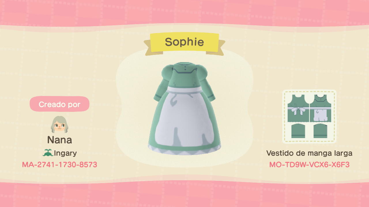 Animal Crossing Design Code: MO-TD9W-VCX6-X6F3 Sophie