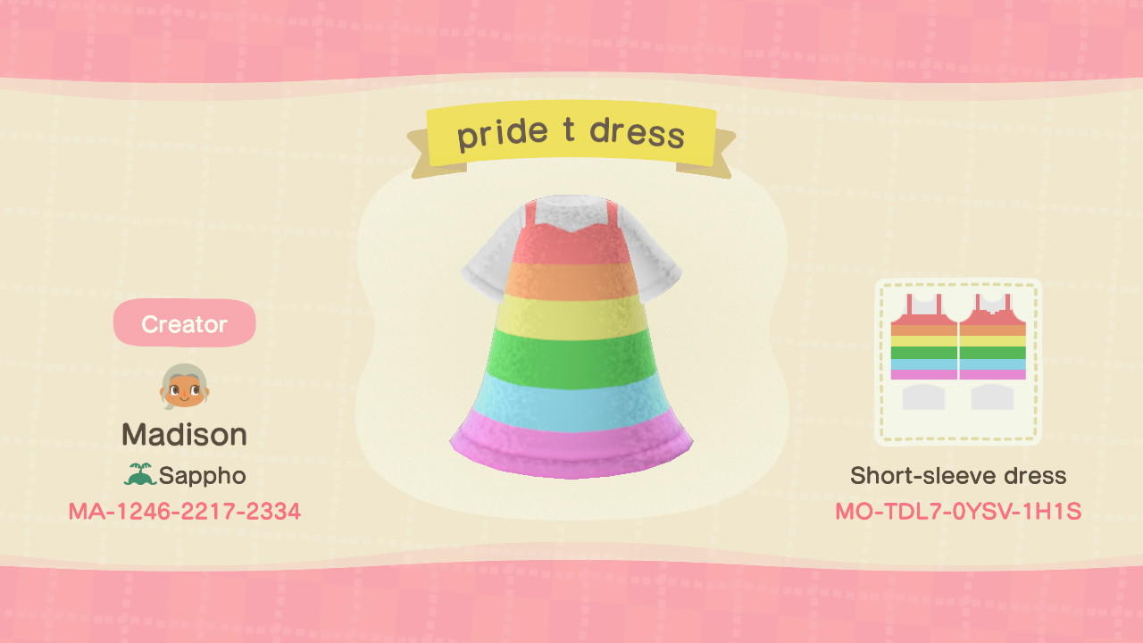 Animal Crossing Design Code: MO-TDL7-0YSV-1H1S pride t dress