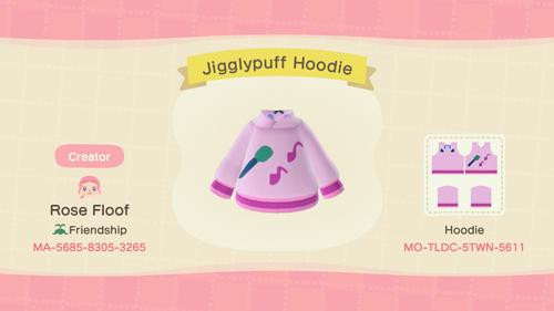 Animal Crossing Design Code: MO-TDLC-5TWN-5611 Jigglypuff Hoodie