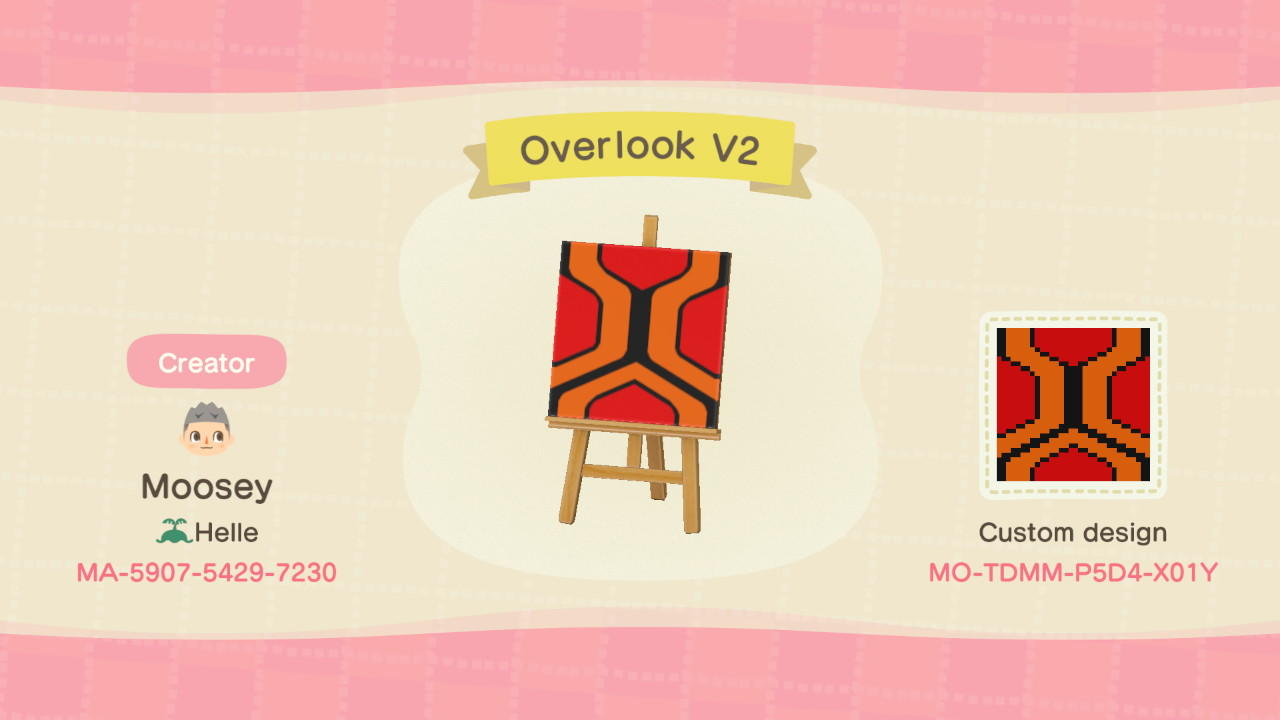 Animal Crossing Design Code: MO-TDMM-P5D4-X01Y Overlook V2