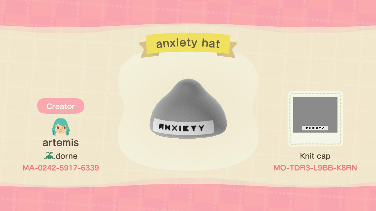 Animal Crossing Design Code: MO-TDR3-L9BB-K8RN Anxiety