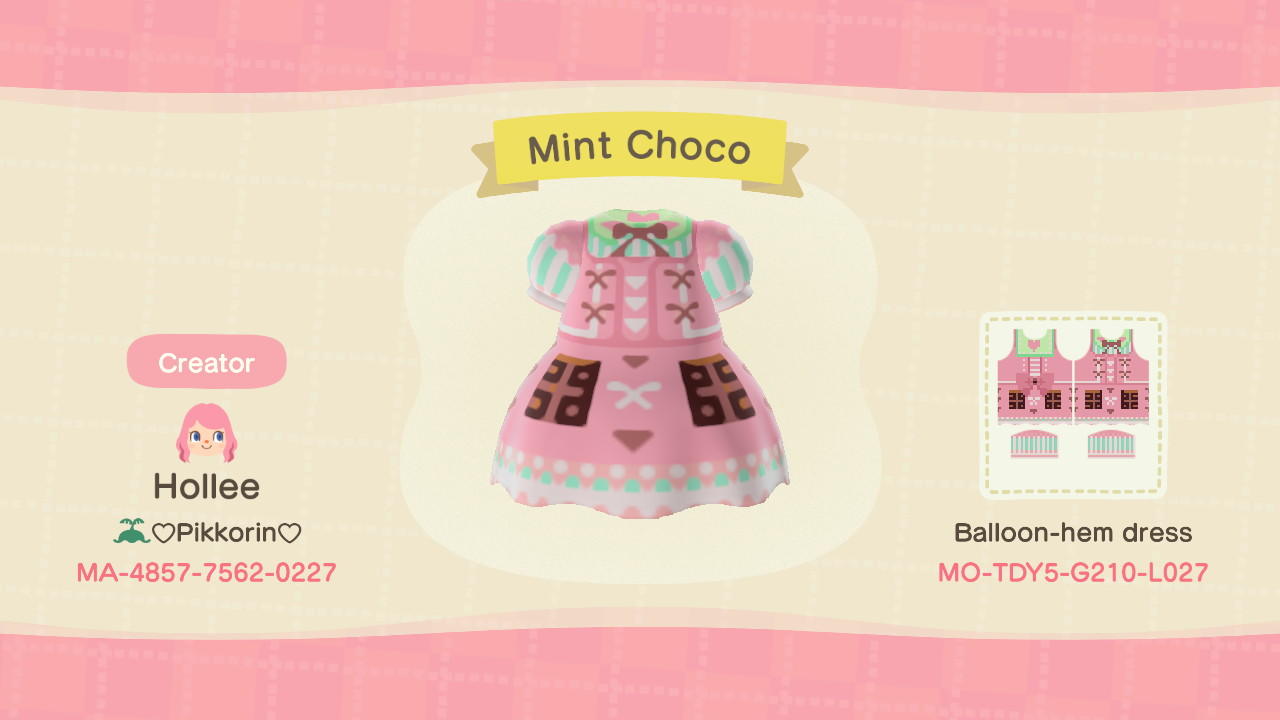 Animal Crossing Design Code: MO-TDY5-G210-L027 Mint Choco
