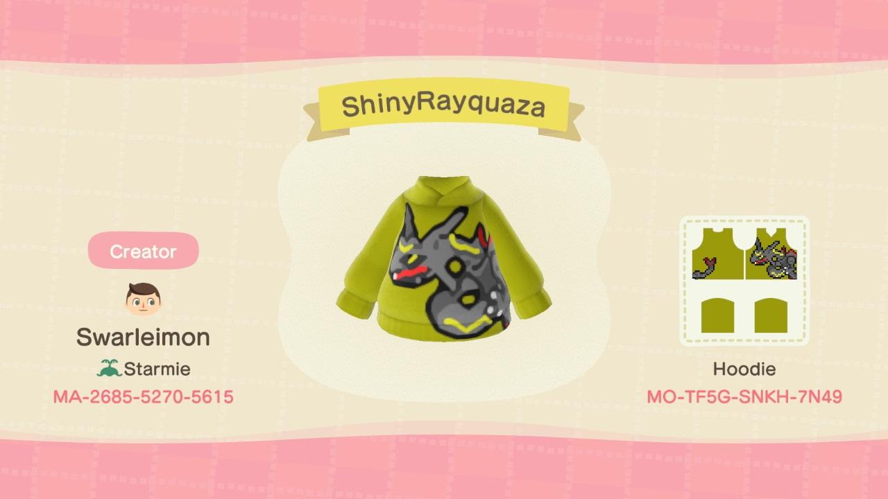 Animal Crossing Design Code: MO-TF5G-SNKH-7N49 ShinyRayquaza