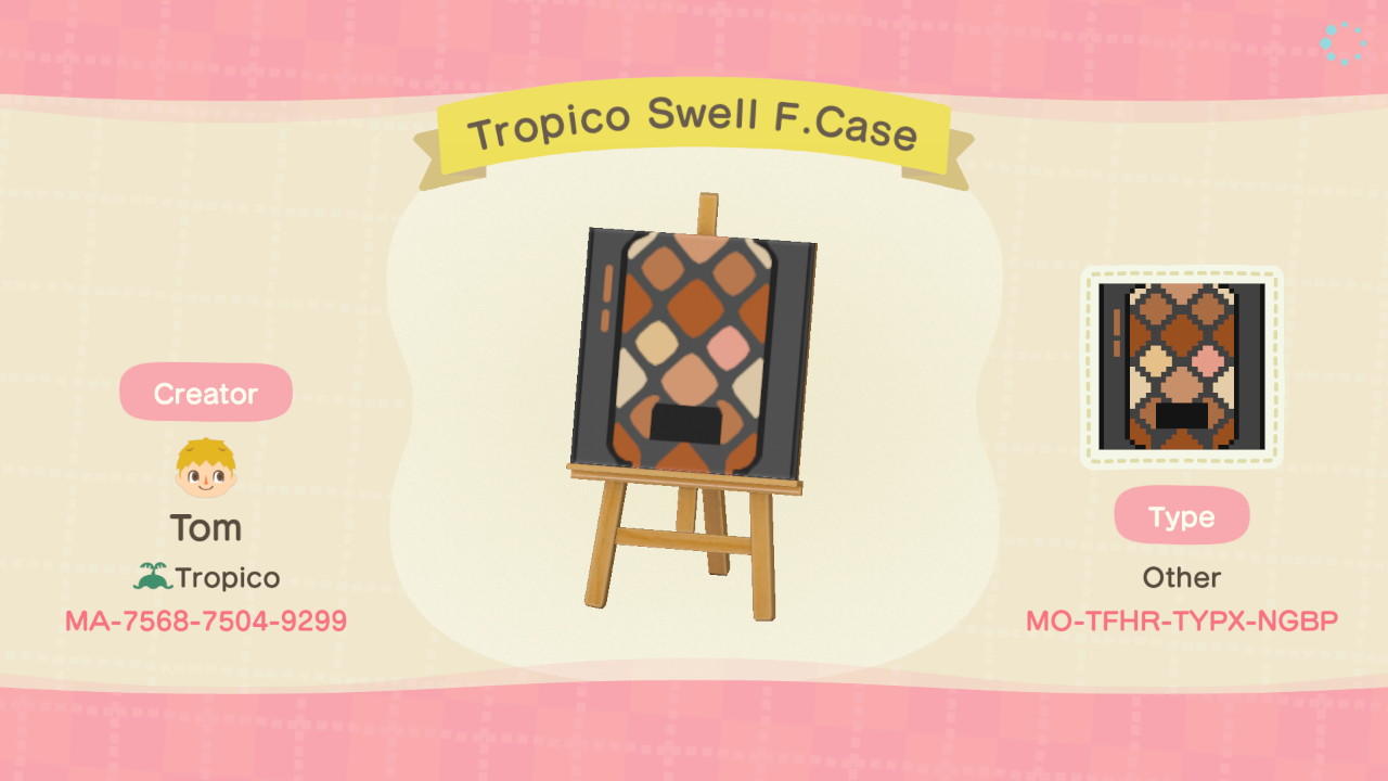 Animal Crossing Design Code: MO-TFHR-TYPX-NGBP Tropico Swell F.Case