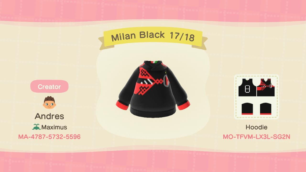 Animal Crossing Design Code: MO-TFVM-LX3L-SG2N Milan Black 17/18