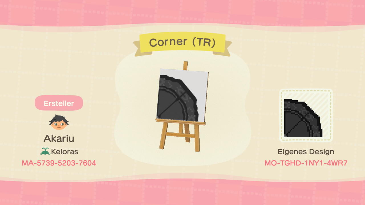 Animal Crossing Design Code: MO-TGHD-1NY1-4WR7 Corner (TR)