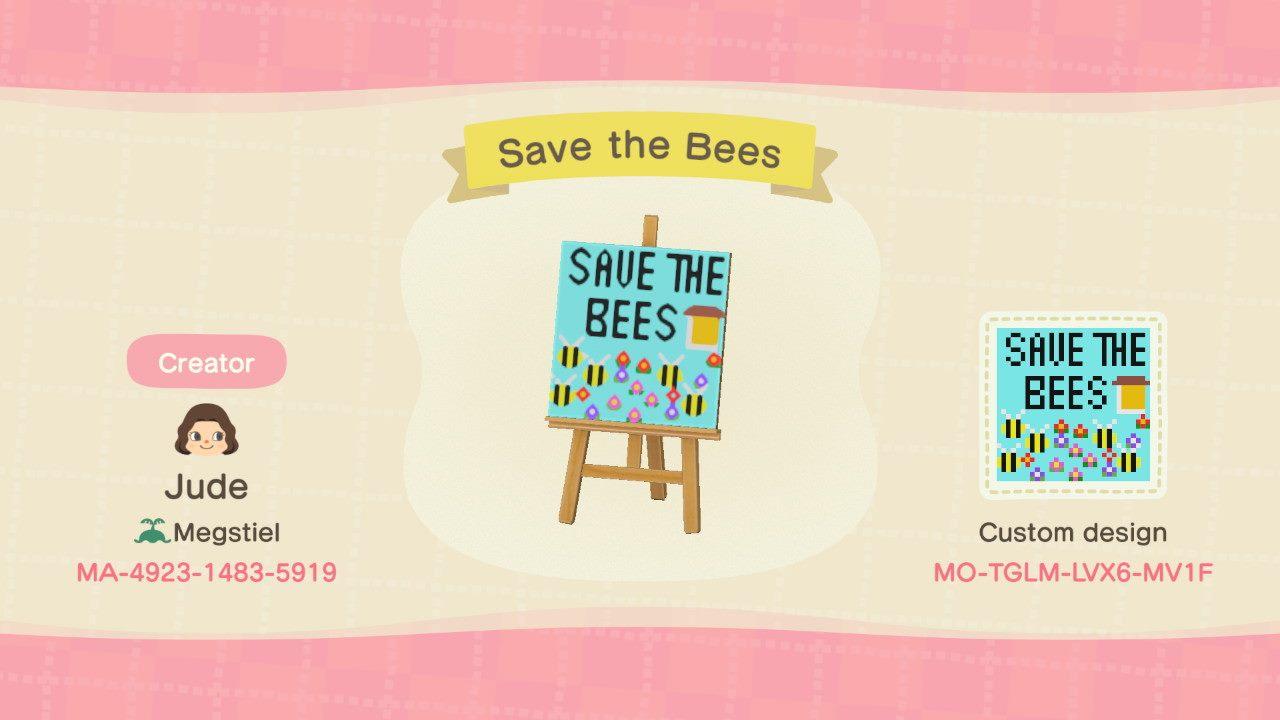 Animal Crossing Design Code: MO-TGLM-LVX6-MV1F Save the Bees