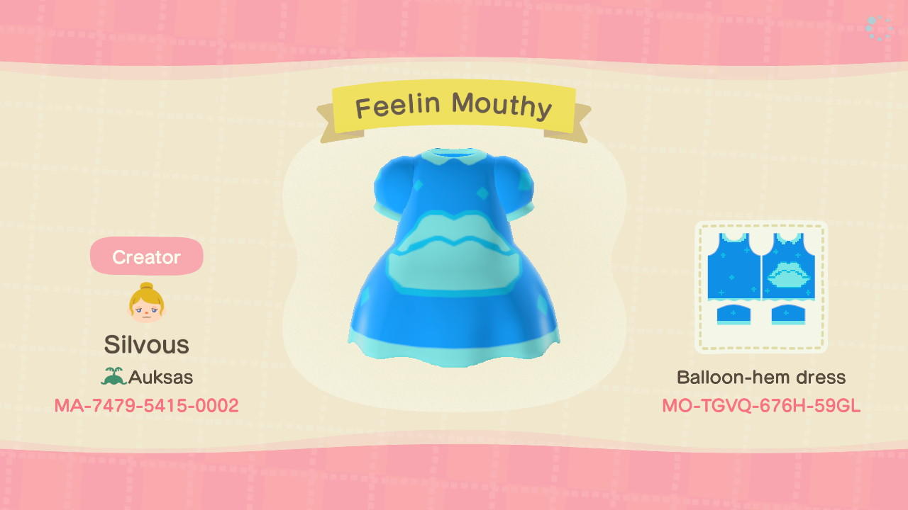 Animal Crossing Design Code: MO-TGVQ-676H-59GL Feelin Mouthy