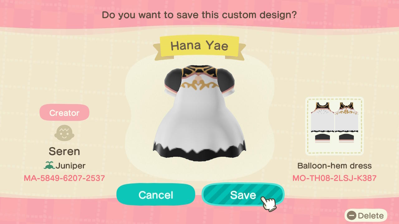 Animal Crossing Design Code: MO-TH08-2LSJ-K387 Hana Yae Sakura