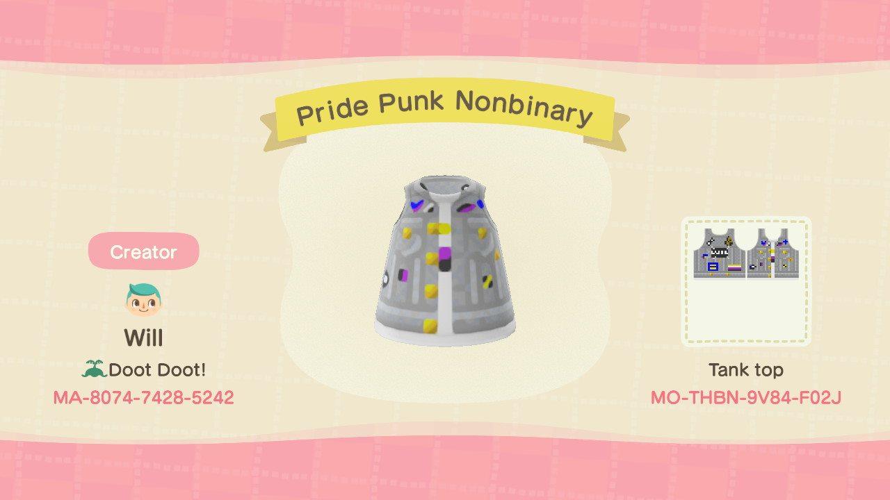 Animal Crossing Design Code: MO-THBN-9V84-F02J Pride Punk Nonbinary