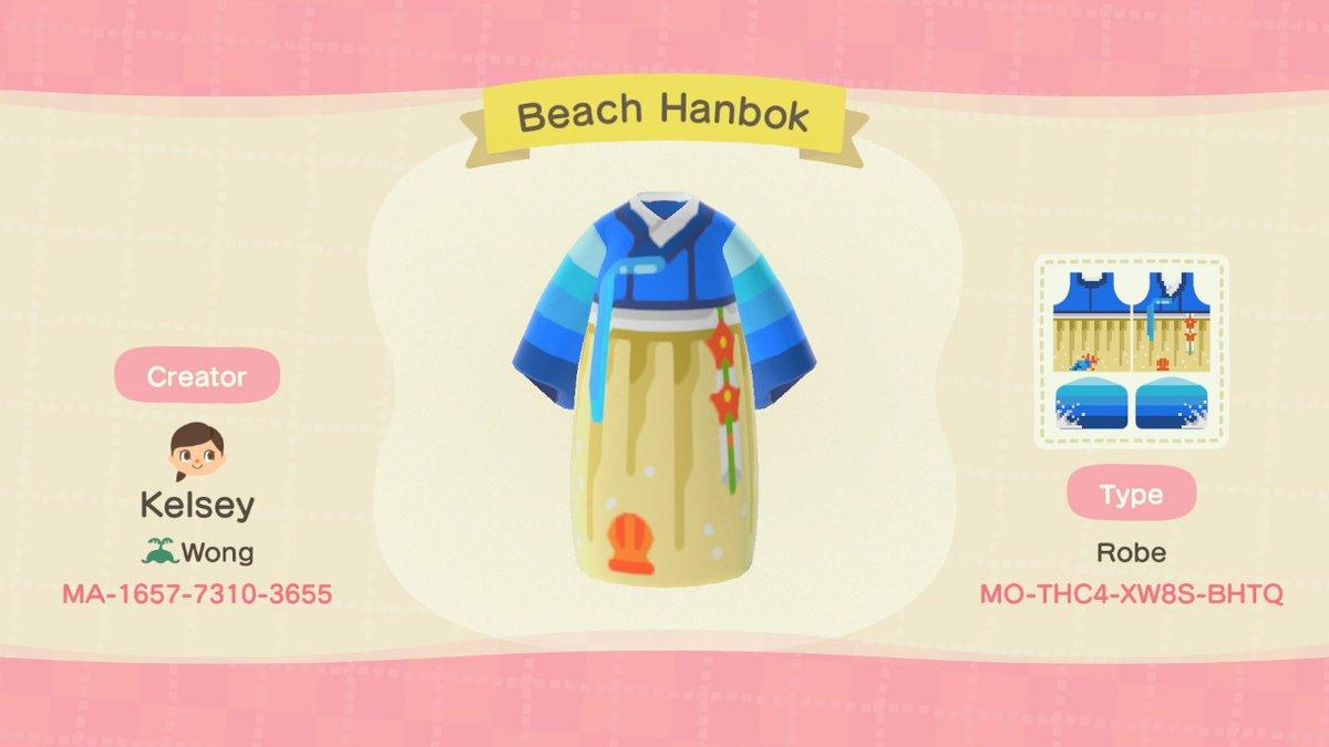 Animal Crossing Design Code: MO-THC4-XW8S-BHTQ Beach Hanbok