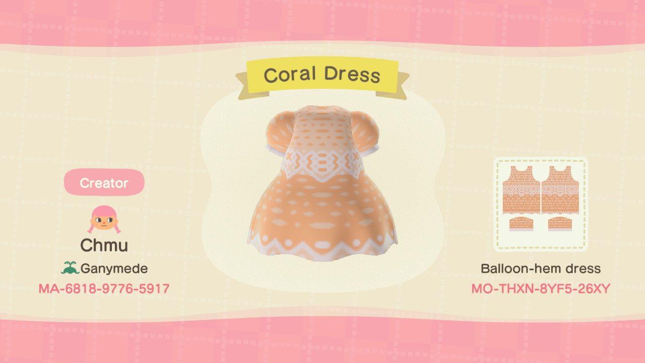 Animal Crossing Design Code: MO-THXN-8YF5-26XY Coral Dress