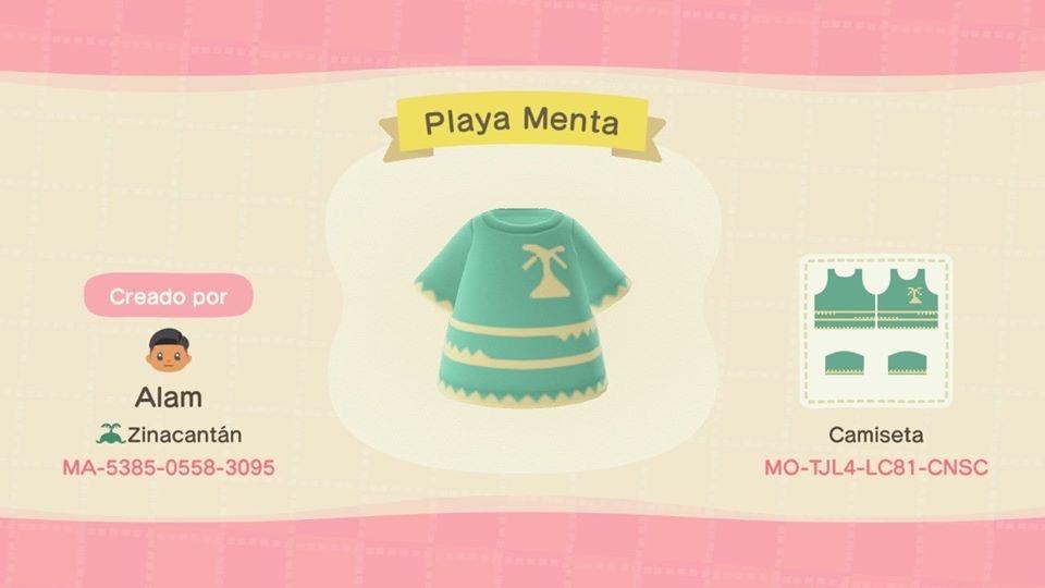 Animal Crossing Design Code: MO-TJL4-LC81-CNSC Playa Menta