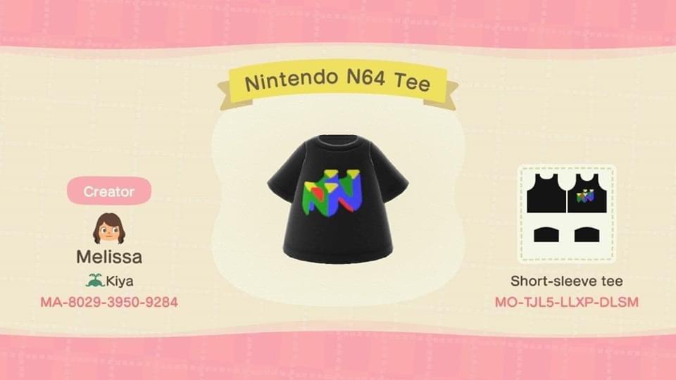 Animal Crossing Design Code: MO-TJL5-LLXP-DLSM Nintendo N64 Tee