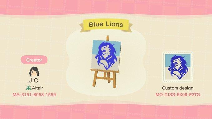 Animal Crossing Design Code: MO-TJSS-9X09-F2TG Blue Lions