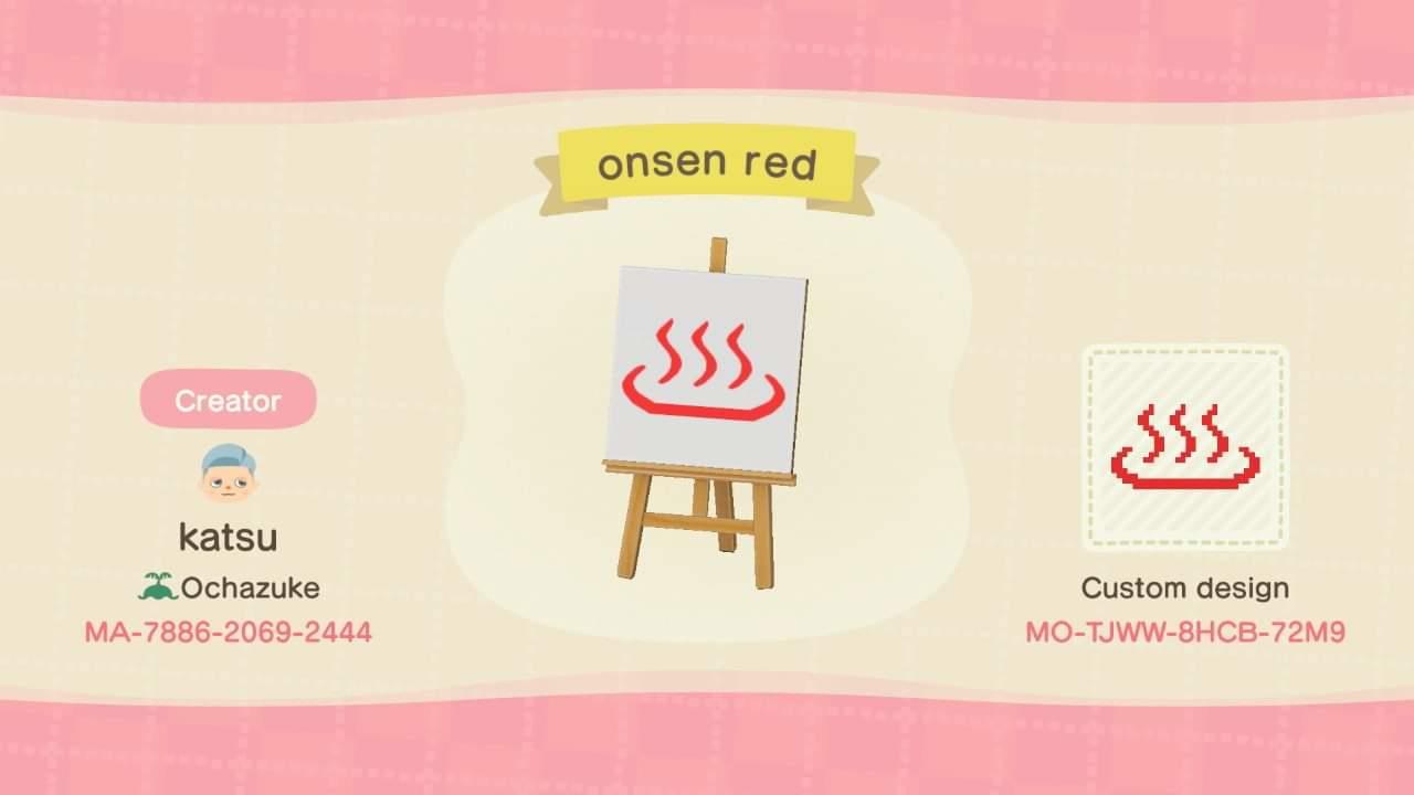 Animal Crossing Design Code: MO-TJWW-8HCB-72M9 Onsen Red signage