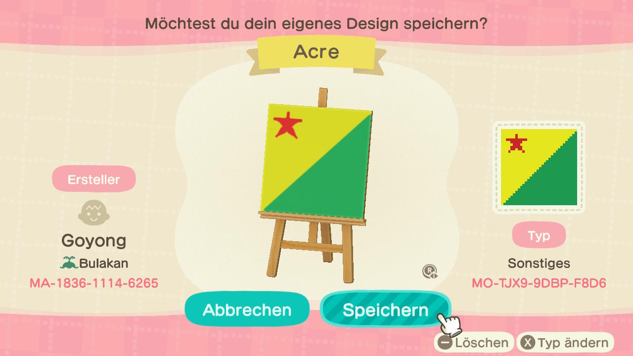 Animal Crossing Design Code: MO-TJX9-9DBP-F8D6 Acre