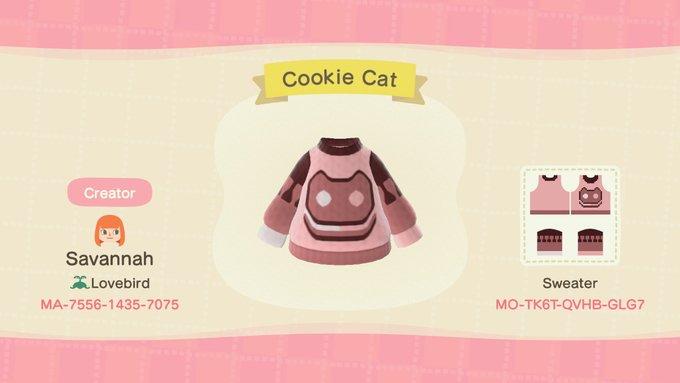 Animal Crossing Design Code: MO-TK6T-QVHB-GLG7 Cookie Cat