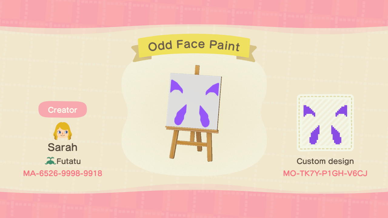 Animal Crossing Design Code: MO-TK7Y-P1GH-V6CJ Code Lyoko Odd Face
