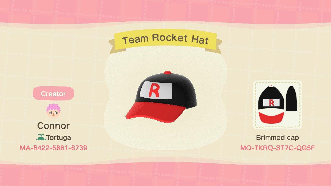 Animal Crossing Design Code: MO-TKRQ-ST7C-QG5F Team Rocket Hat