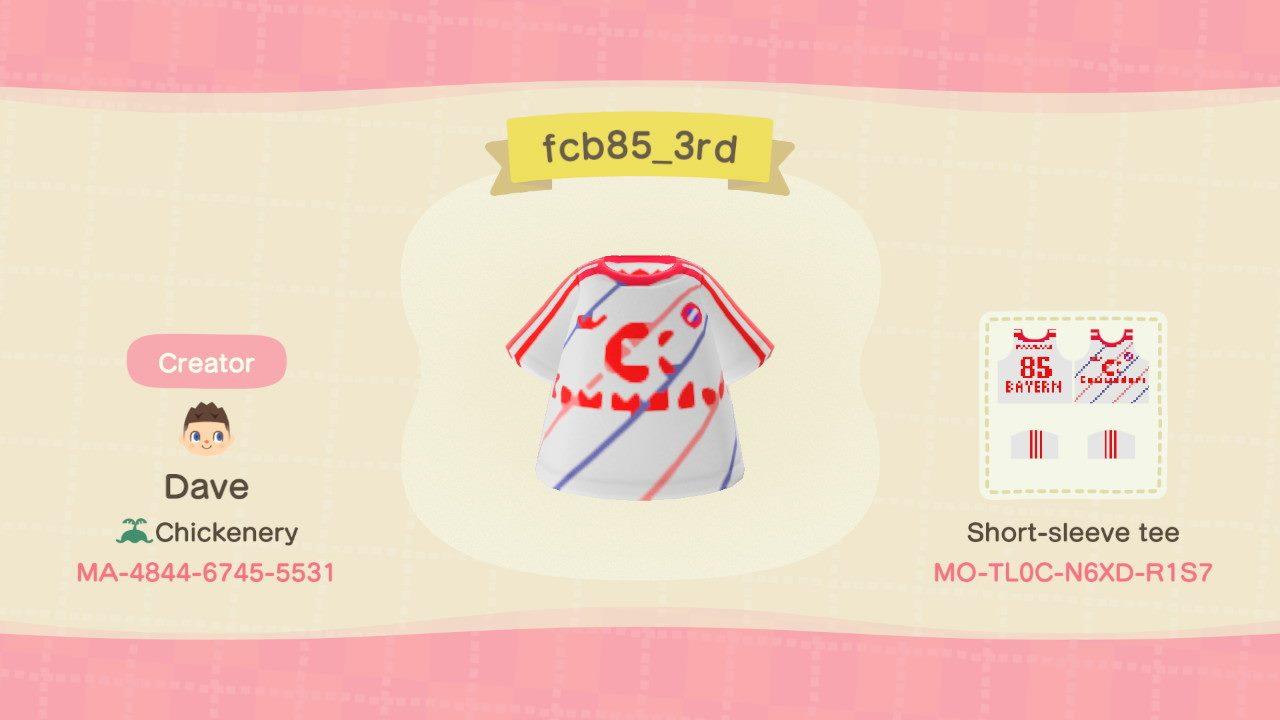 Animal Crossing Design Code: MO-TL0C-N6XD-R1S7 FC Bayern 85/86 3rd