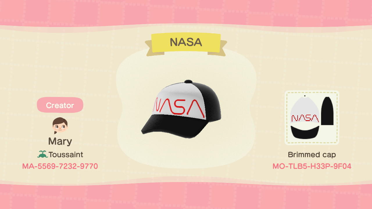 Animal Crossing Design Code: MO-TLB5-H33P-9F04 NASA worm