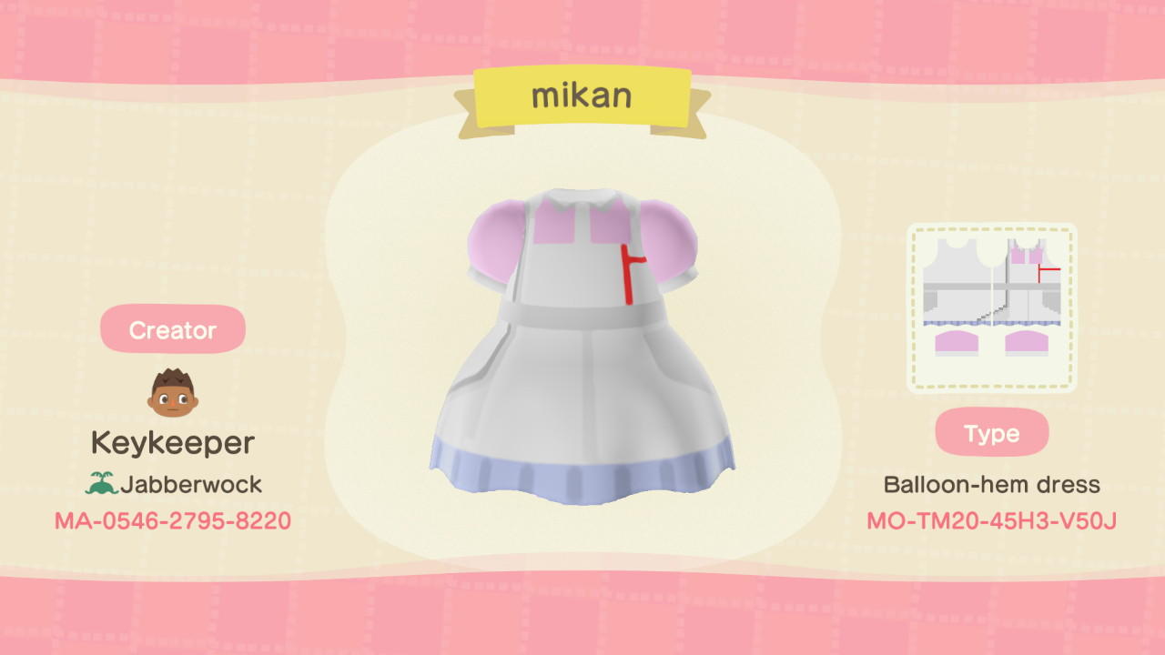 Animal Crossing Design Code: MO-TM20-45H3-V50J Mikan