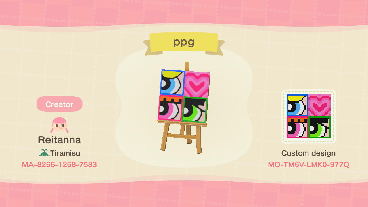 Animal Crossing Design Code: MO-TM6V-LMK0-977Q ppg
