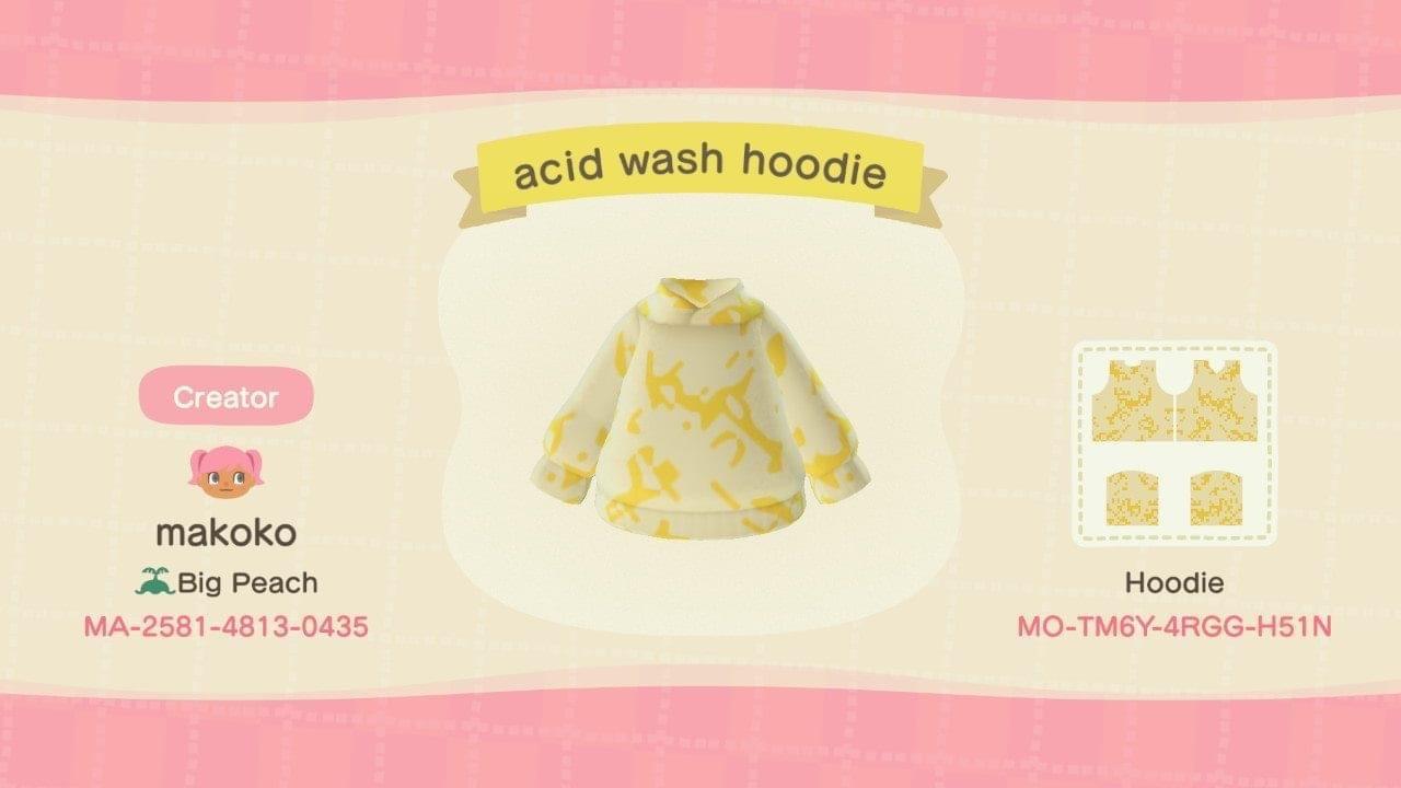 Animal Crossing Design Code: MO-TM6Y-4RGG-H51N Acid Wash Hoodie