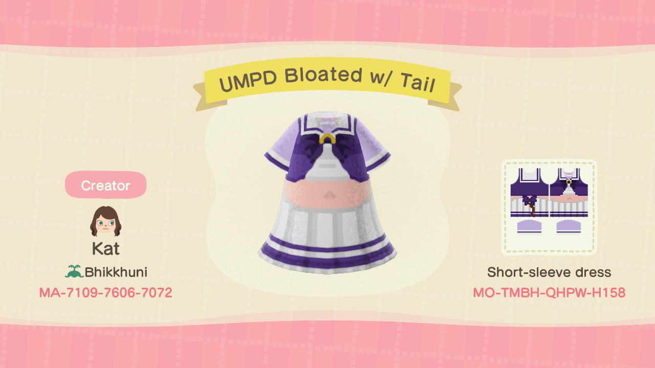 Animal Crossing Design Code: MO-TMBH-QHPW-H158 UMDP Bloated w/ Tail