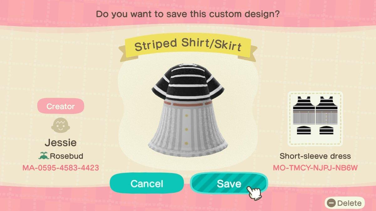 Animal Crossing Design Code: MO-TMCY-NJPJ-NB6W Striped Shirt/Skirt